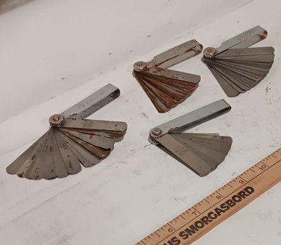 Lot of 4: Vintage Ampro, OEM, and K-D Tools No. 162 Feeler Gage Guages Fans Sets