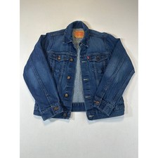 Levi's Youth Kids Boys Girls Denim Trucker Jacket Blue Jean Size L 12/14