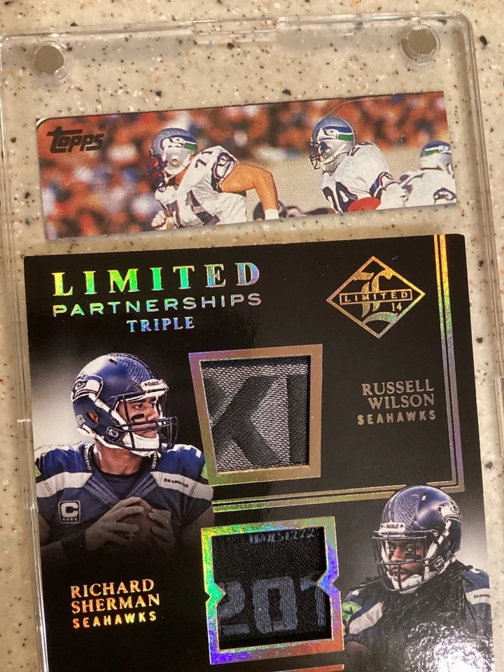 2014 Panini Limited Wilson, Sherman, Richardson Seahawks 1/1 Laundry Tags NM PW - Image 3 of 4