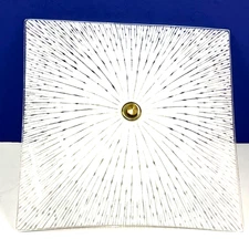VINTAGE 12"x12" RETRO White STARBURST Square BEDROOM 2-Light Fixture MCM 212WH