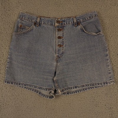 VTG 90s Levis Jean Shorts Women 14 Blue Ribbed Stripe 950 Relaxed Fit Button Fly