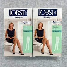 2 x Jobst Compression Stockings Womens Medium 8-15 mmHg Ultrasheer Silky Beige