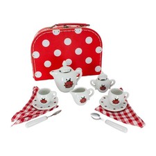 Teeservice Set aus Porzellan f&uuml;r Kinder im Koffer 14 -tlg Marienk&auml;fer 36362