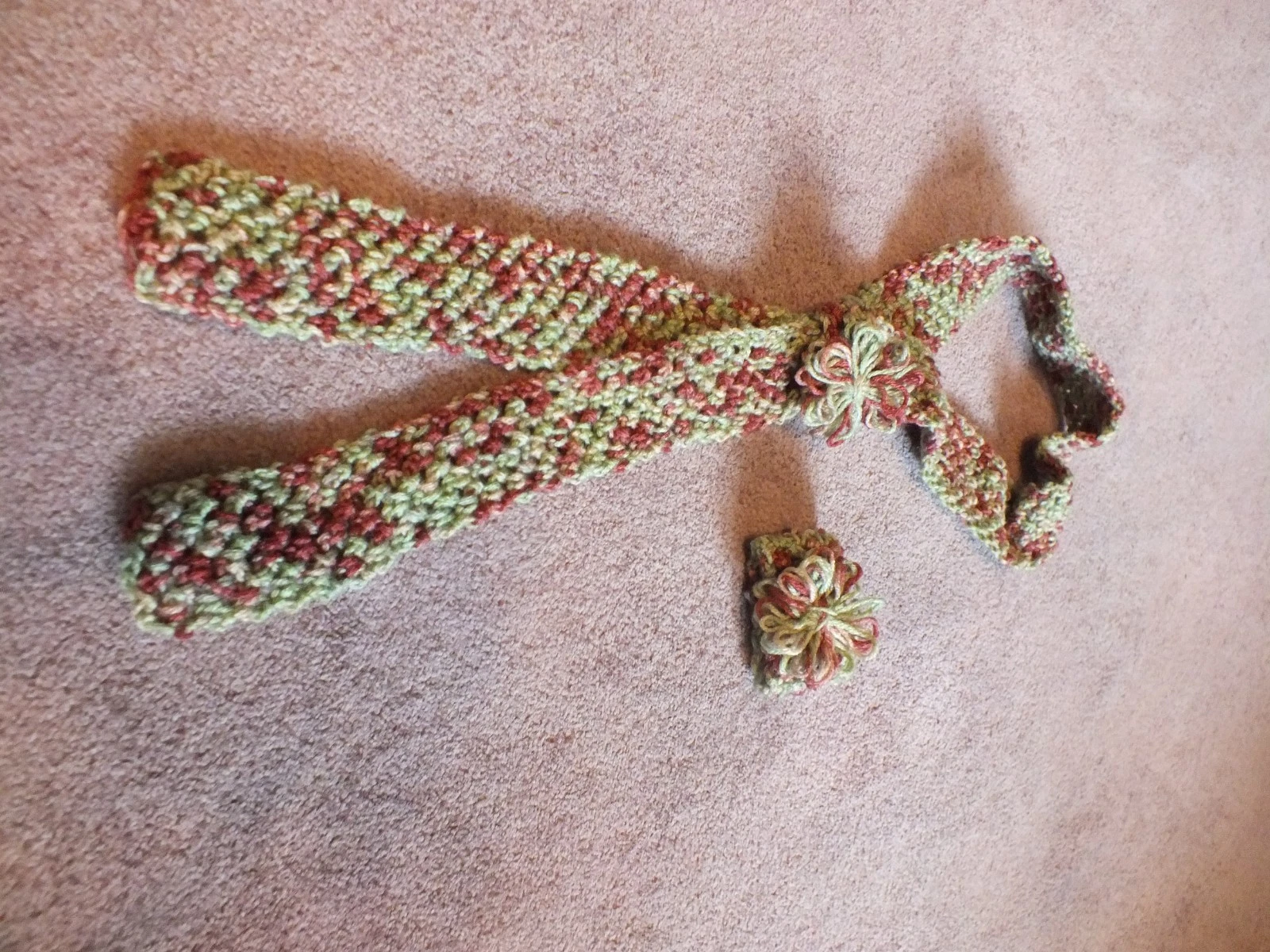Beautiful New Handmade Crochet Set Neck Warmer Scarf & Wristlet Handmade Flower