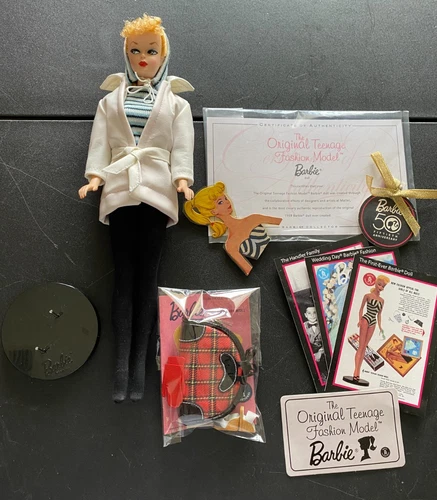 VINTAGE REPRO #1 BLONDE PONYTAIL BARBIE DOLL IN REPRODUCTION WINTER HOLIDAY