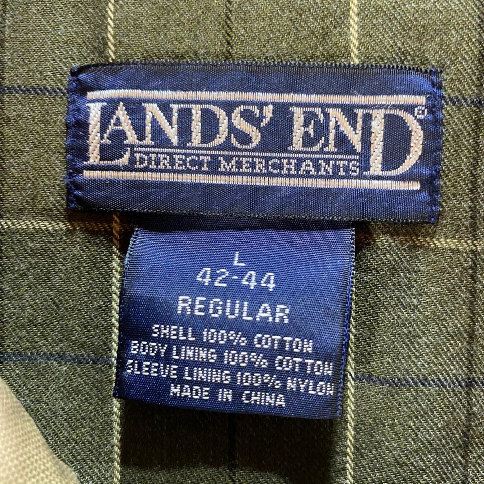 Lands End Men Tan Barn Chore Field Jacket L Regular Cotton Corduroy Collar Lined - Image 4 of 4