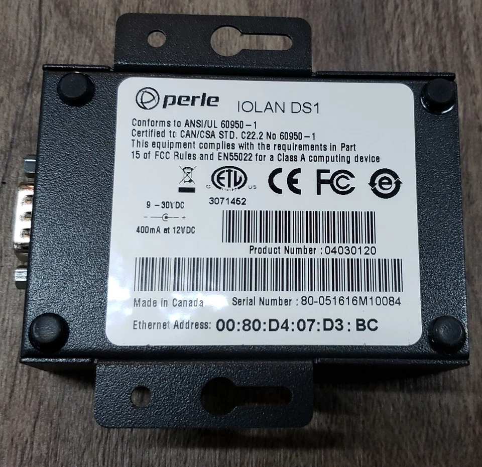 Perle IOLAN DS1 1 Port 04030120 device server RS-232/422/485 Ethernet, IPv6 NEW - Image 2 of 4