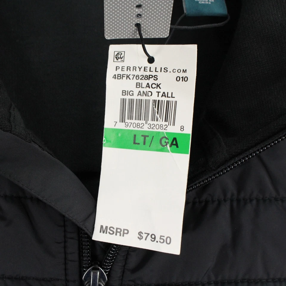 Жилет на молнии Perry Ellis мужской размер LT большой высокий черный нейлон хлопок полиэстер - Изображение 4 из 4