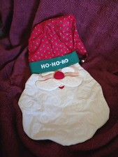 Handmade Quilted Santa Head Wall Hanging Christmas