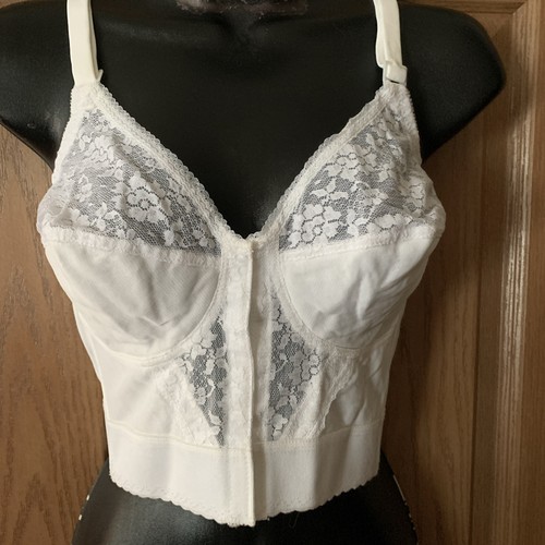 UNDERSCORE 70er Jahre SPITZE vorne geschlossen Bustier Knochen BH weiß Kostüm 38 B - Bild 2 von 4