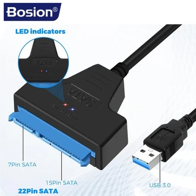 BOSION Adaptador USB 3.0 a Sata Cable Convertidor 22pin sataIII a USB 3.0 Adaptador Para SSD