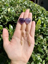 Heart Amethyst Crystal Earrings