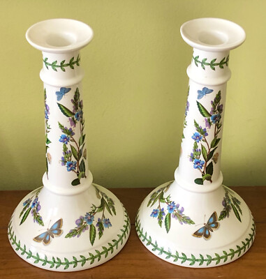 Vintage Portmeirion Botanic Garden Butterfly Lavender Blue Flower Candlestick PR