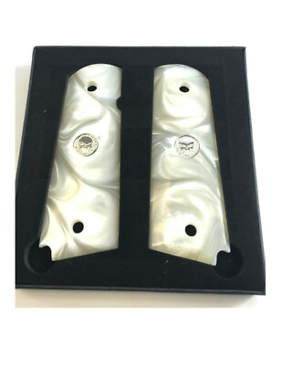  1911 GRIPS for Colt Rock Island & Clones Silver Punisher & Mother of Pearl IMOP