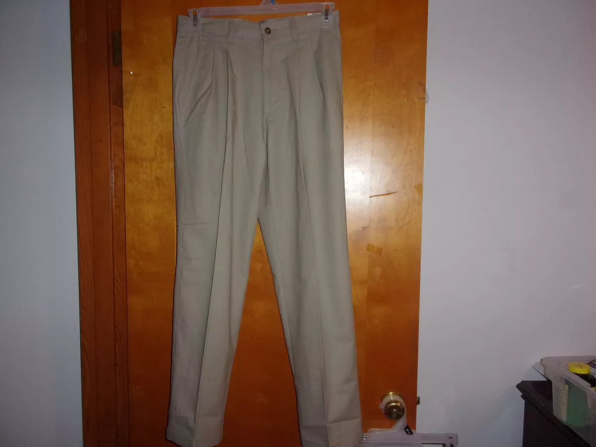 NEW MEN S GEORGE CLASSIC FIT PLEATED KHAKI BARLEY COLORED