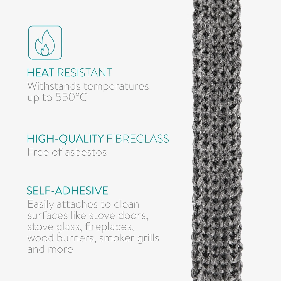 Guarnizione Camino 2m - Nastro Autoadesivo in Fibra di Vetro per Sportello Stufa - Immagine 4 di 4