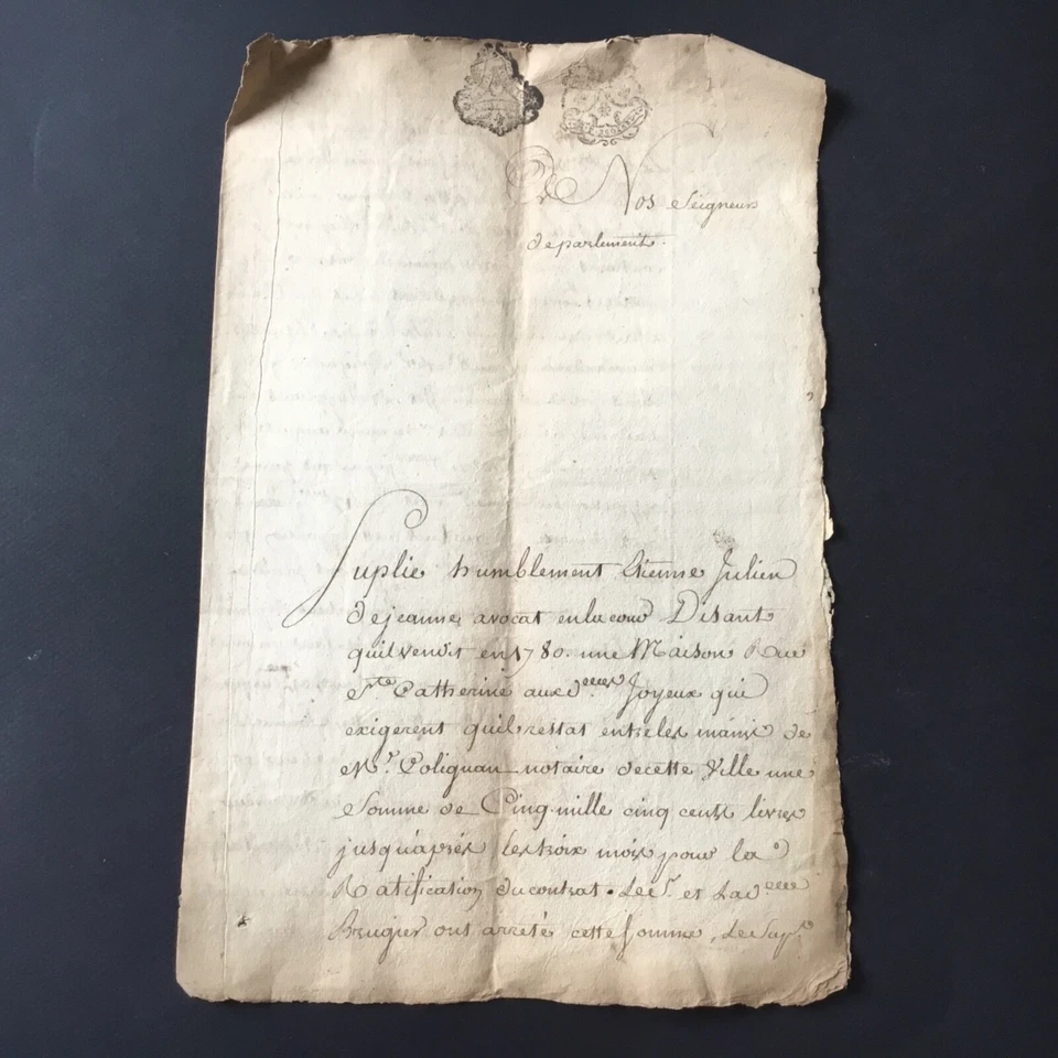 Acte Notarié 1780 XVIIIè Généralité Bordeaux 18thC French Manuscript - Photo 2/4