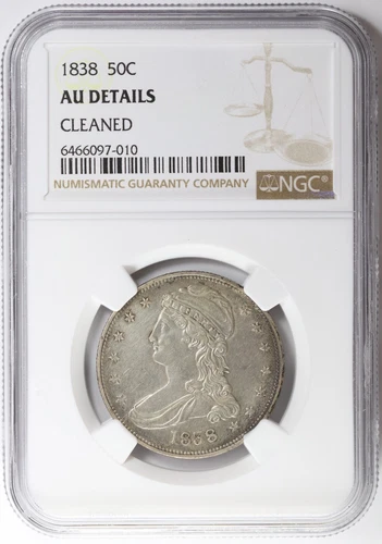 1838 Capped Bust Half Dollar Reeded Edge NGC AU Details 50c