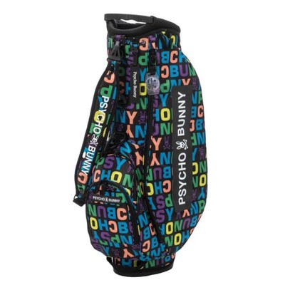 PSYCHO BUNNY Golf Men's Caddy Bag MULTIPLE LOGO 9 x 47 inch 2.7kg Black PBMG3FC7