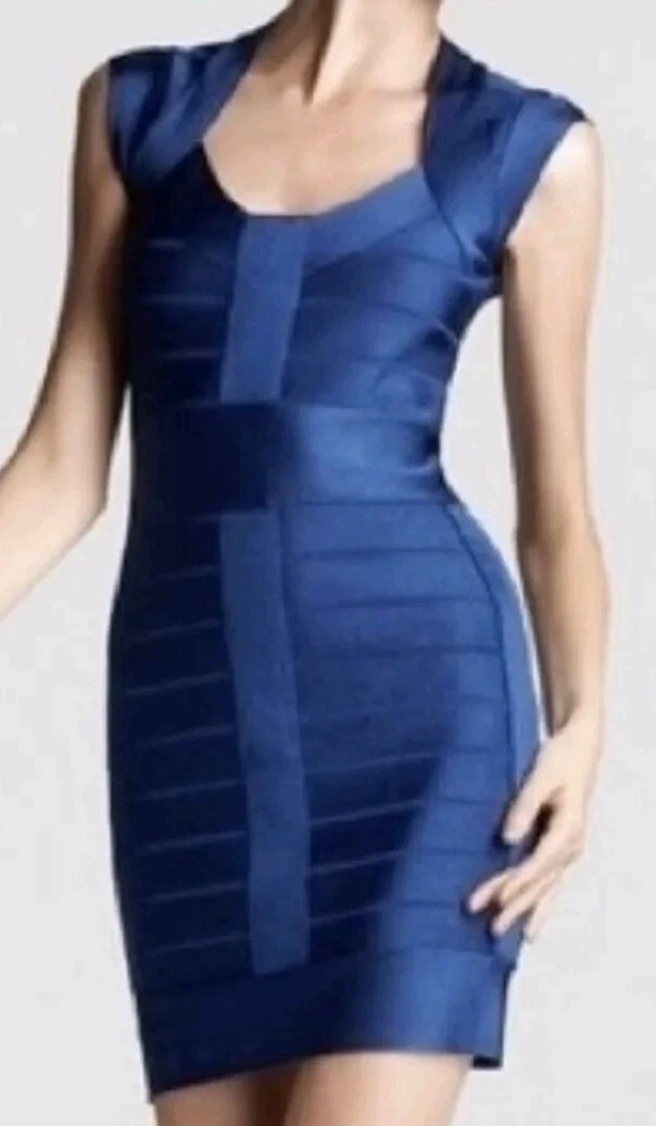 French Connection Bodycon mini Royal Mail Blue Bandage Dress UK 6
