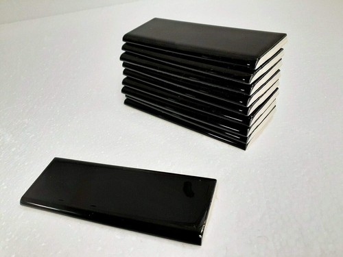 Black 2x6 in Ceramic Tile Bullnose Trim Edge 2 x 6 inch American Olean Box 10...