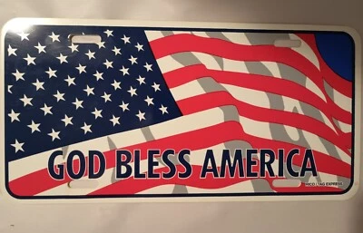 American Flag God Bless America Plastic License Plate Souvenir Collectible USA - Image 1 of 2