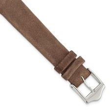 14mm 6.75" Brown Suede Leather Silver-tone Buckle Watch Band