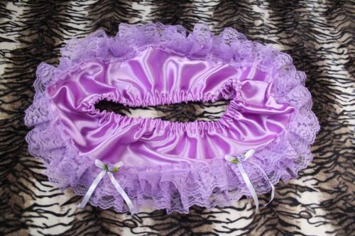 #E14 2XL/Elastic Waist 24-42" Handmade Purple Satin Mini Skirt Length 8inch - Picture 3 of 3