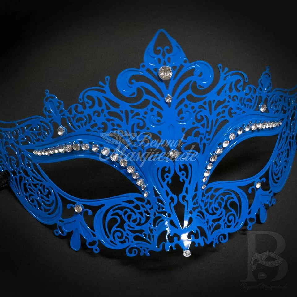 Filigree Metal Masquerade Mask Blue M7110 - Image 3 of 4