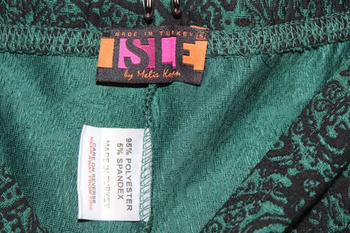 Women's ISLE Melis Kozan Green & Black Jacquard Damask Leggings Size SM - Picture 2 of 3