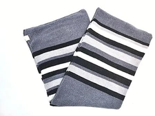 Cold Weather Long Striped Scarf Black White Grey 10X60in Medium Weight Unisex
