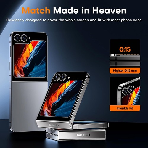 For Samsung Galaxy Z Flip6/5 Luxury Glossy 9H Tempered Glass Screen Protector - Photo 6 sur 12