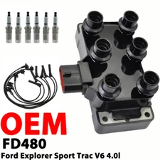 Ignition Coil & Spark Plug & Wire Set For Ford Explorer Sport Trac V6 4.0l FD480