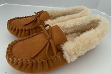 New Women's Floopi Micro Fiber Chestnut Moccasin Slippers Memory Foam Non Skid 7