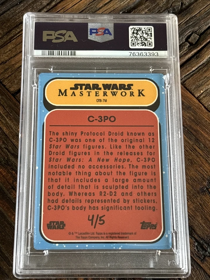 2021 Topps Star Wars Masterwork C-3PO Out Of The Box Metal #4/5 PSA 8 Pop1 - Image 3 of 3