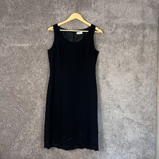 Tahari Dress Womens 8 Black Sleeveless Scoop Neck Lace Sequin Hem Career Party