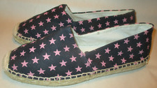Sam Edelman Verona Navy Canvas w Pink Stars Women 6.5 Comfort Espadrille Flats