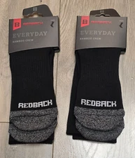 2 Pair) Redback Black Bamboo Work Socks sz10-13 #BAML2