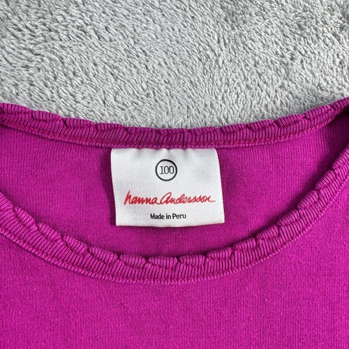 Hanna Andersson Long Sleeve T-Shirt Girls Size 100 Purple Made In Peru - Picture 5 of 6
