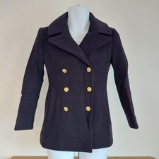 J Crew Stadium Cloth Pea Coat By Nello Gori Peacoat Jacket Wool Nylon Dark Navy