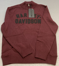 NEW GENUINE HARLEY DAVIDSON 96312-23VM MEN'S LARGE RED SWEATER 1/4-Zip LS