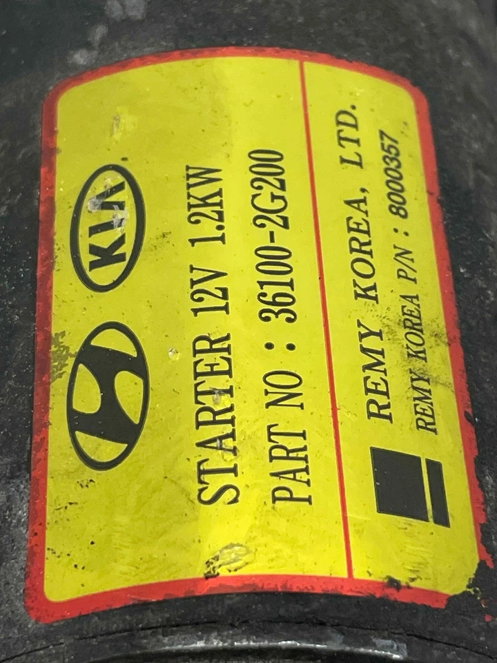 2012 Kia Sportage 2.4L Engine Starter Motor Remy 72K 12V 1.2Kw 36100-2G200 10 16 - Image 2 of 4