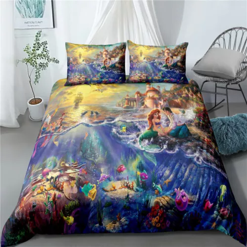 The Little Mermaid Princess Ariel 3D Quilt Duvet Cover Bedding Set Pillowcase UK - Picture 39 of 39