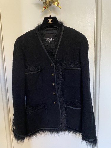 CHANEL BOUTIQUE Wool Jacket - Fur Trim, Silk Interior, Timeless & Vintage