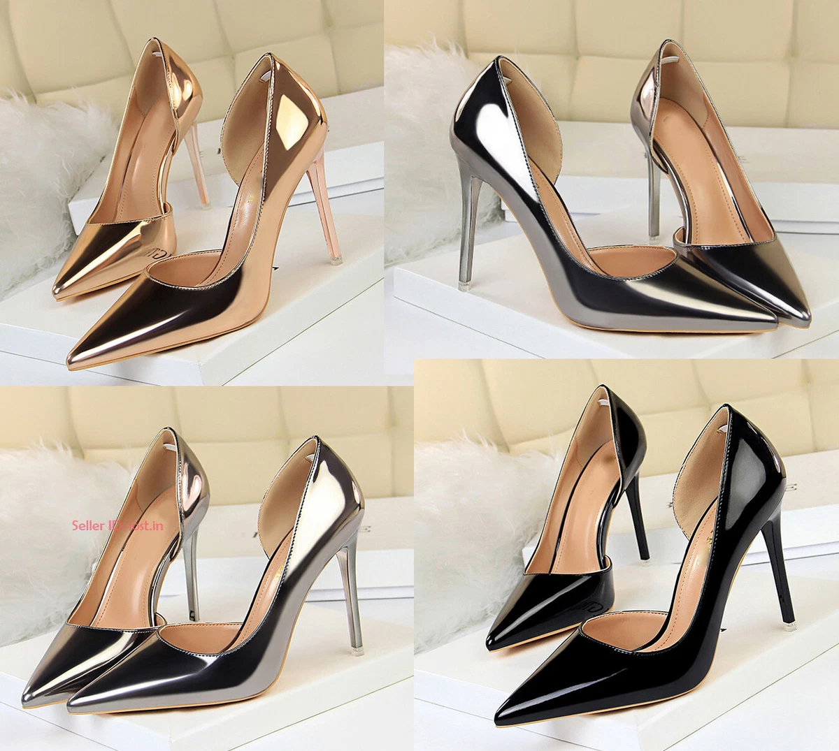 Womens Pointy Toe Wedding Party Pumps Patent Leather High Stilettos Heels  Shoes