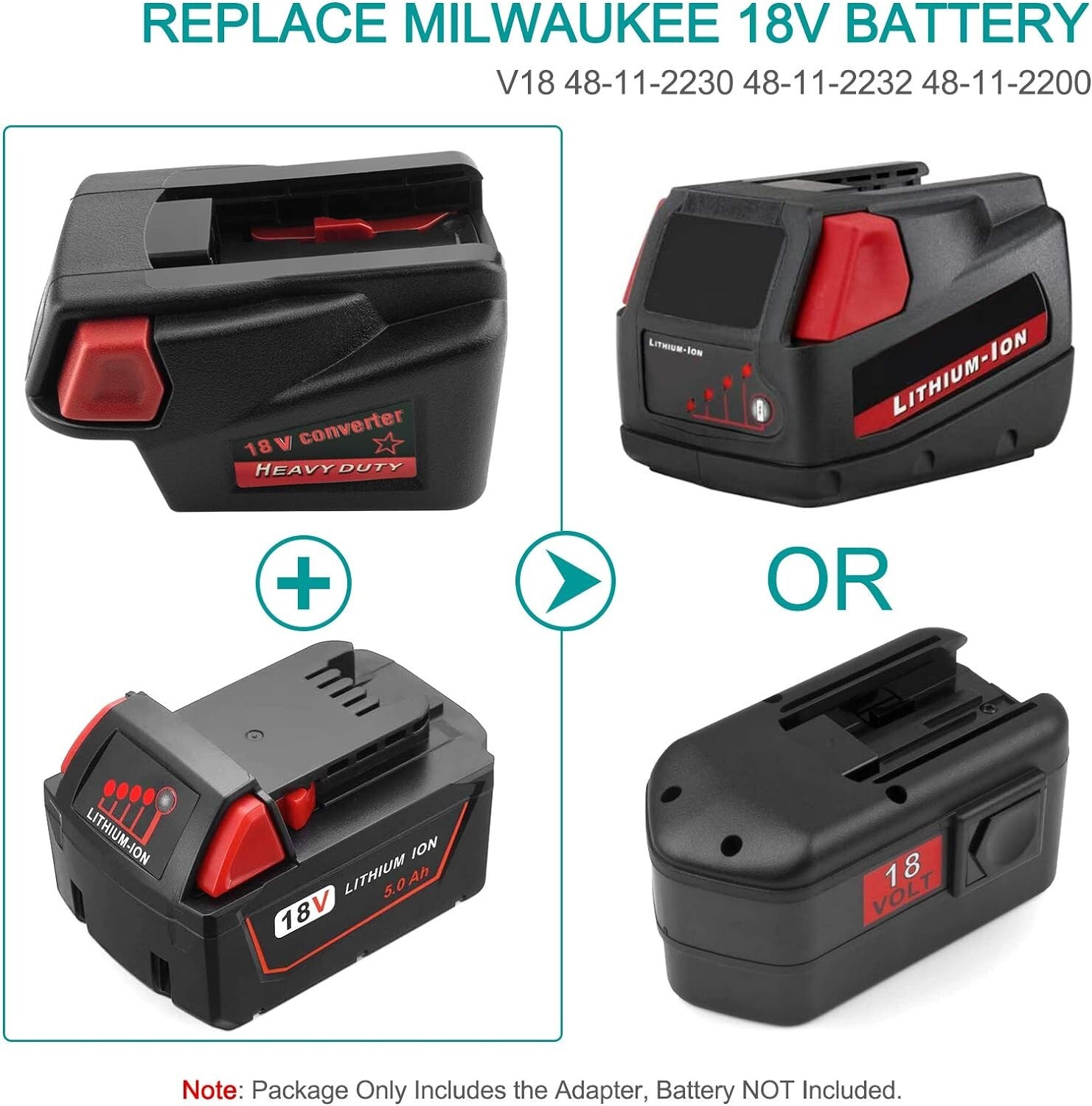 Adapter Compatible with Milwaukee M18 18V Battery to for Milwaukee V18