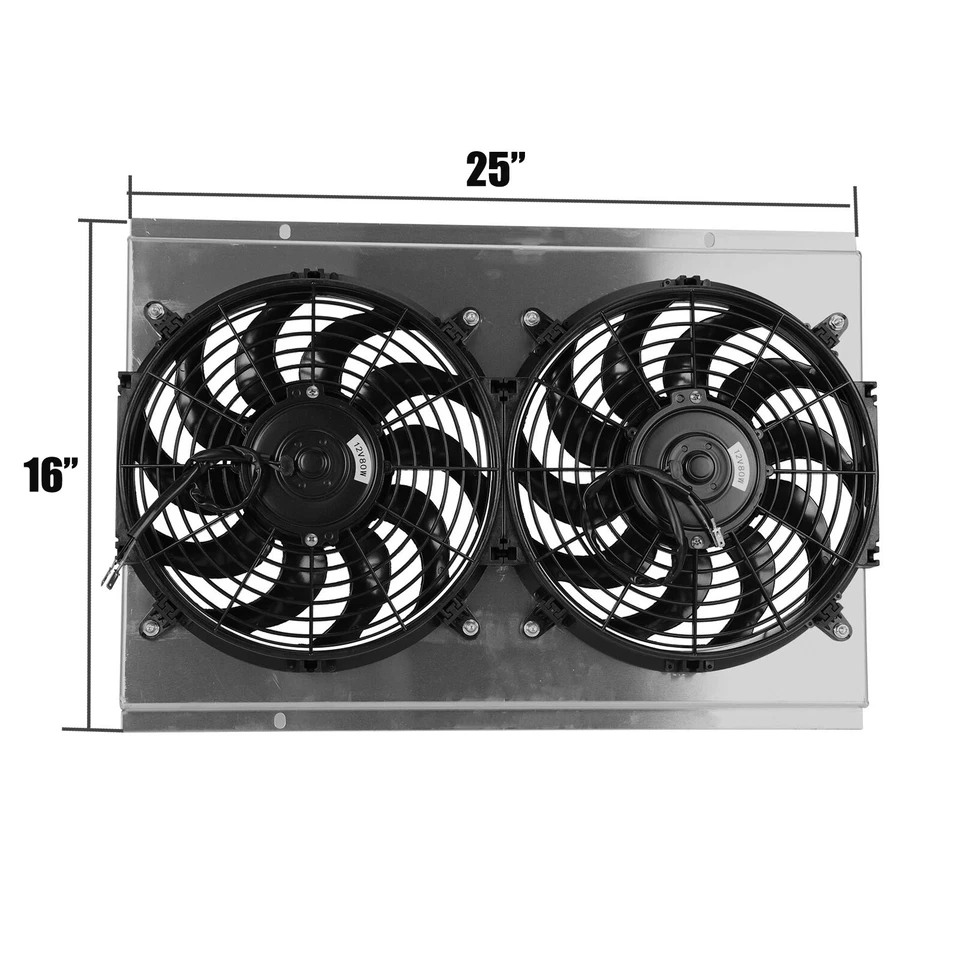 Aluminum Shroud 12'' Fan+Thermostat For 82-02 Chevy S10 Blazer Corvette Radiator - Image 3 of 4