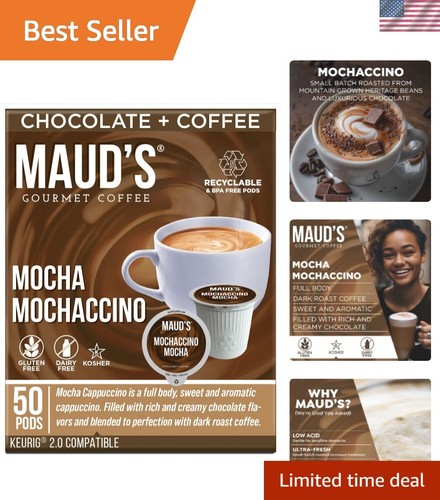 Chocolate Mocha Cappuccino Coffee Pods, 50 ct | Mochaccino Mocha Flavor | 100...