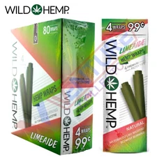 Wild H. Organic Wrap Rolling Paper Limeade Full Box 20 Pouches / 4 per Pack