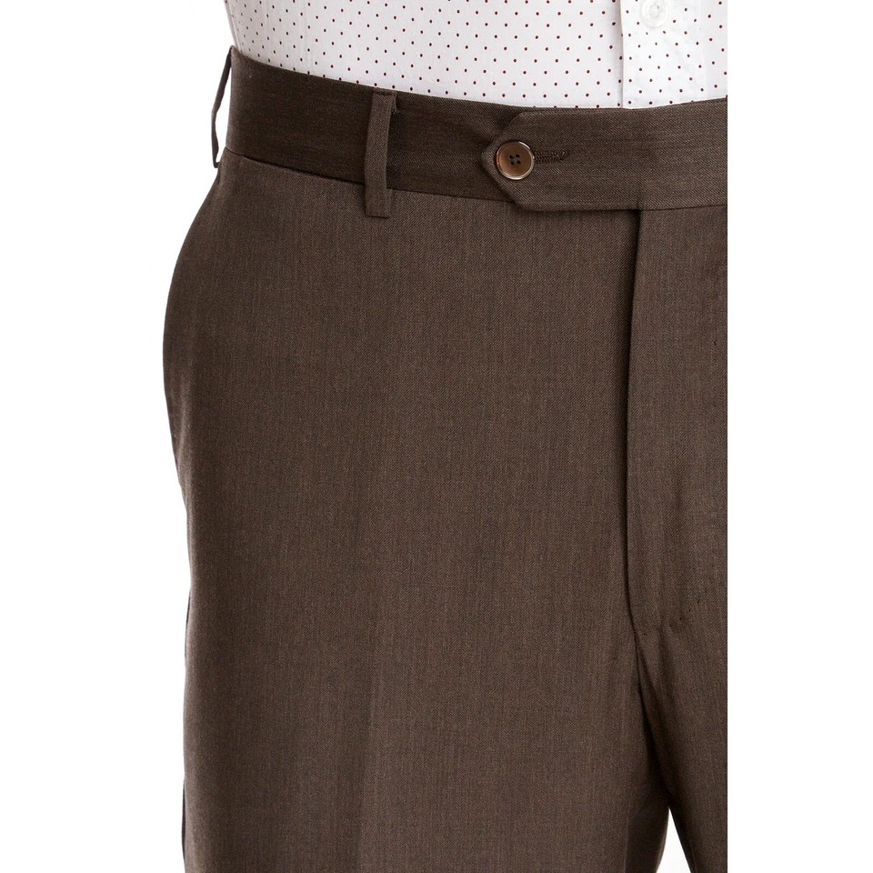 Ike Behar Mens Tan Wool Flat Front Dress Suit Slacks Pants 32 NWT - Image 4 of 4